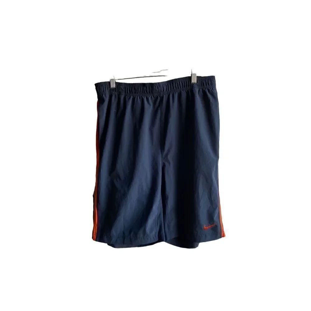 Nike mens blue with orange stripe side pocket shorts size medium